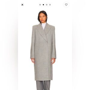 X Rachel Adeline Stone Grey Double-Breasted Coat